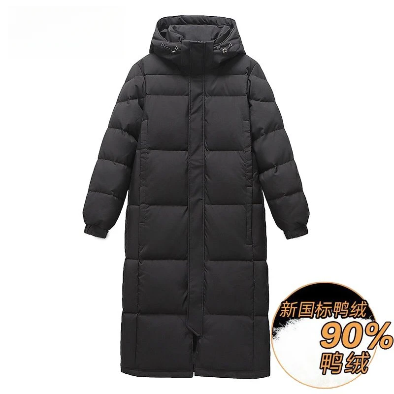 中戏长款羽绒服男加厚2025年冬季新款纯色百搭防寒保暖情侣款外套