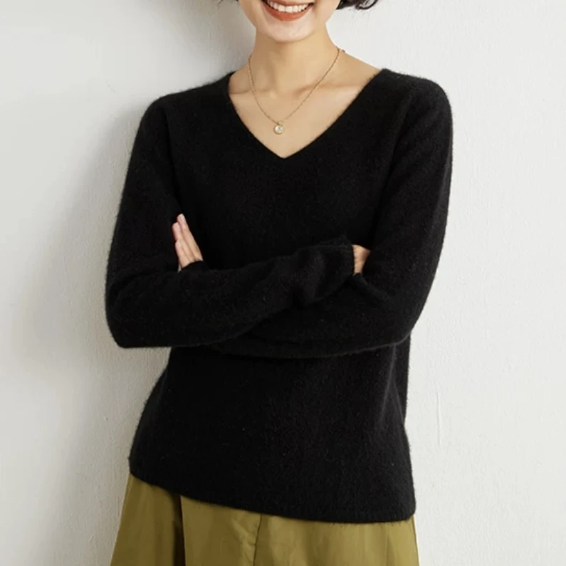 【美久仟】山羊绒v领长袖套衫女士秋冬！S302