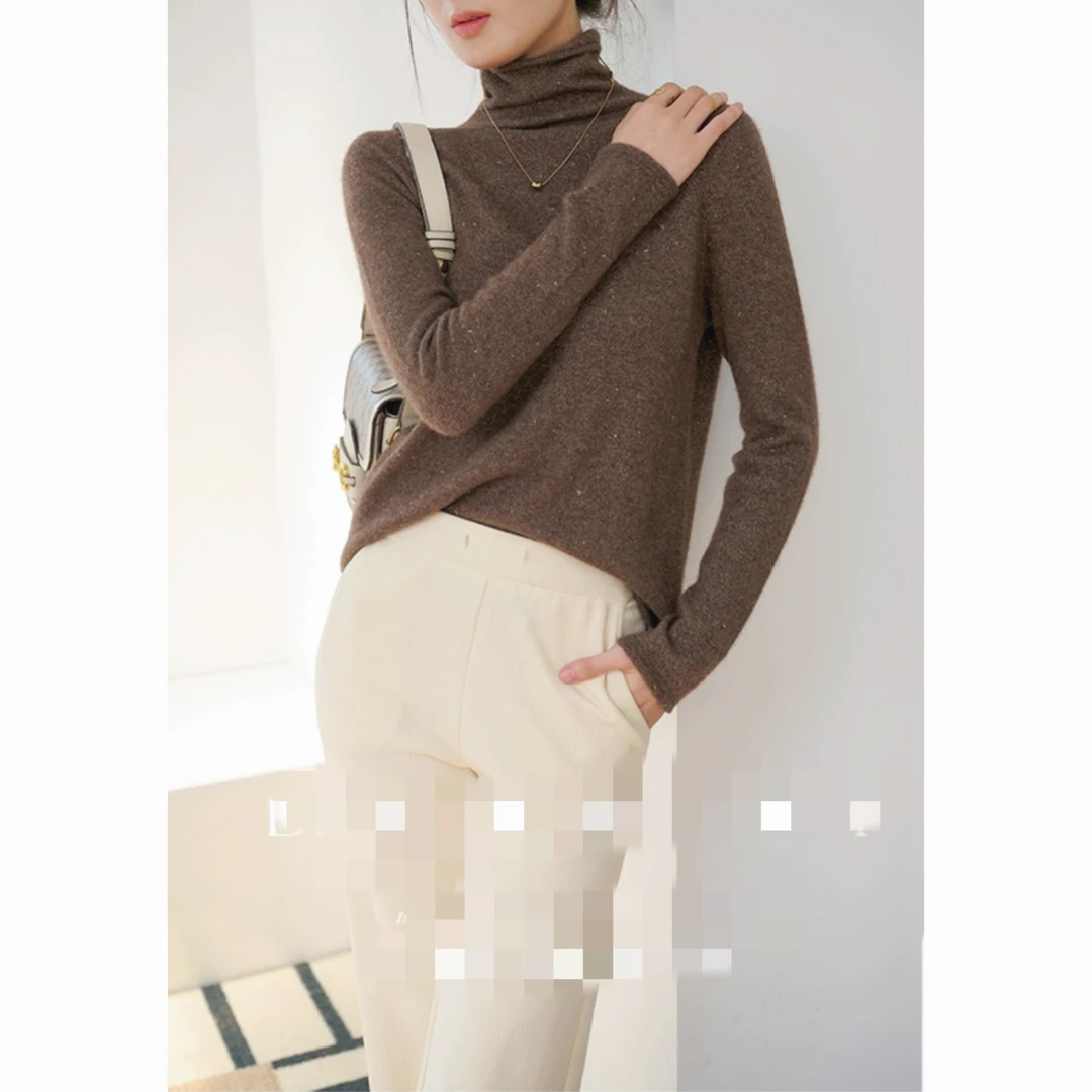 【美久仟】康赛妮彩点纱！羊绒高领针织衫女秋冬