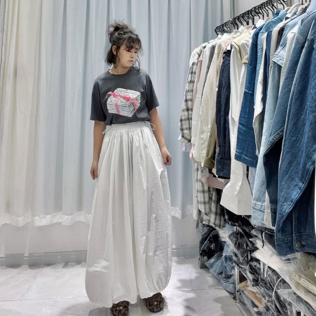 JYBD夏季新款女装半身裙高腰时尚花苞裙