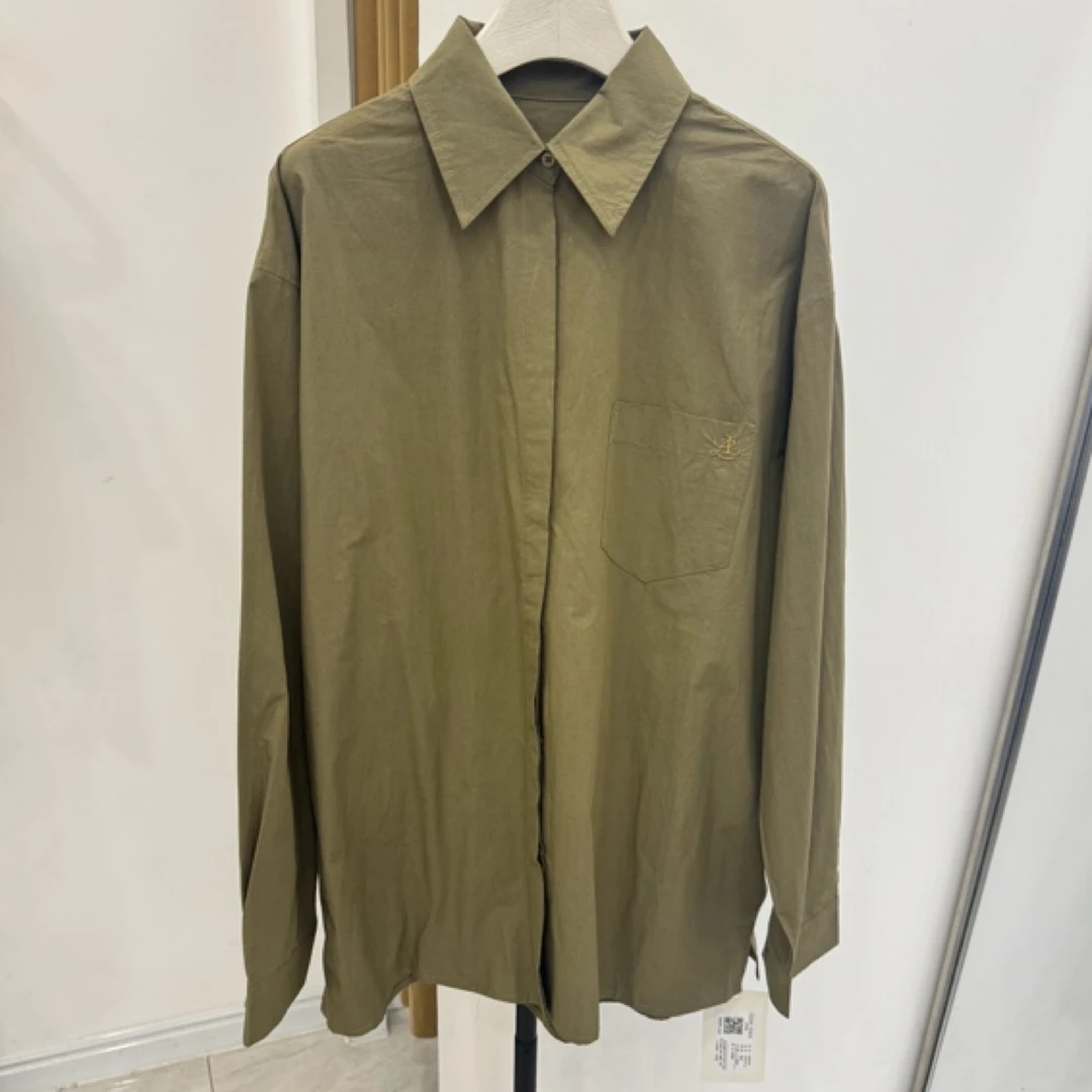 JYBD军绿色简约宽松百搭休闲衬衫