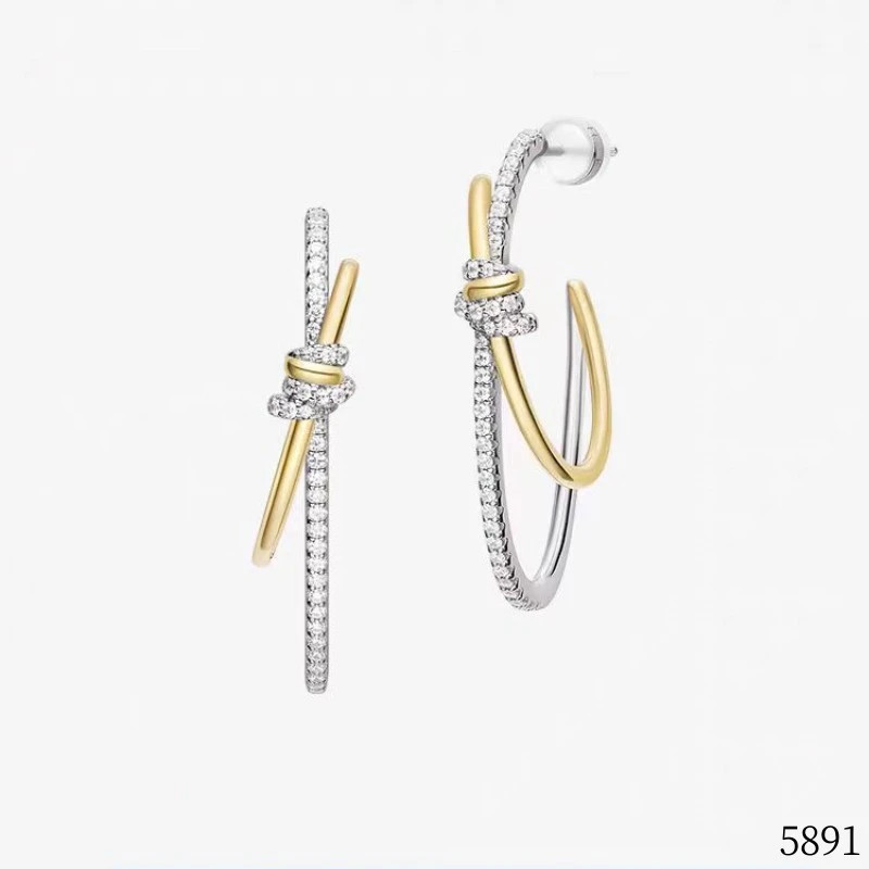 Bawarren 美❤ 5891-双色精致耳环小众欧美优雅