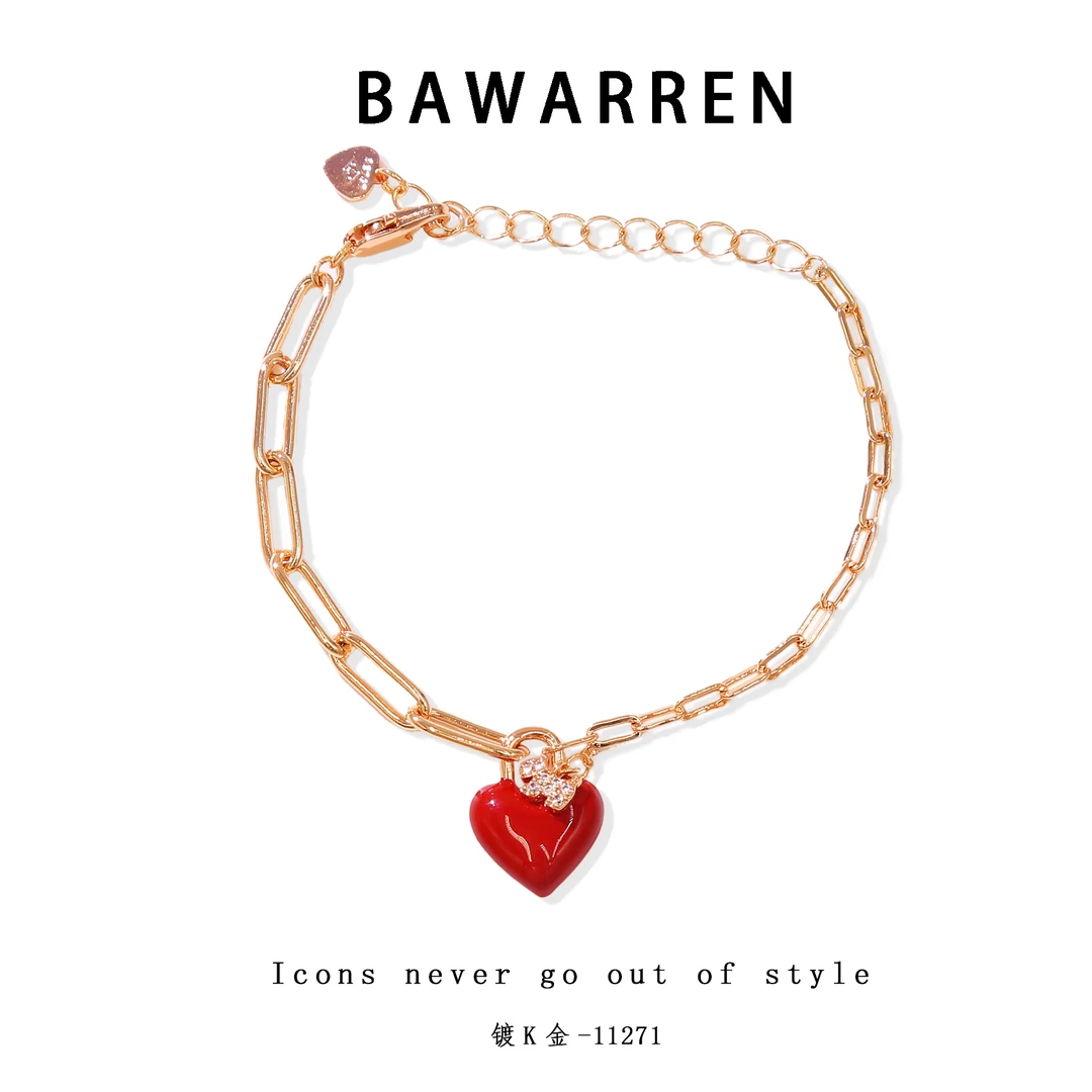 Bawarren 镀K金 美❤ 11271-【小狗红爱心】气质轻奢手链