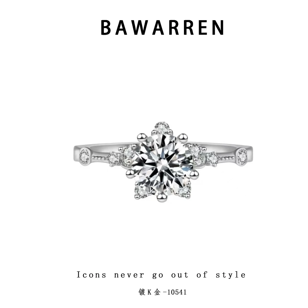 Bawarren 意❤ 10541-雪花轻奢戒指气质简约欧美优雅