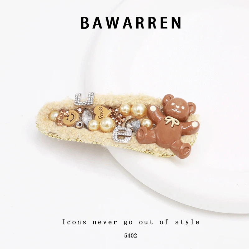 5402-小熊刘海侧边夹发夹饰品发卡发饰韩版顶夹刘海夹