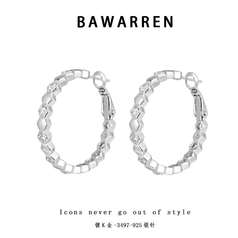 Bawarren 美❤ 3497-蜂巢耳环精致简约百搭