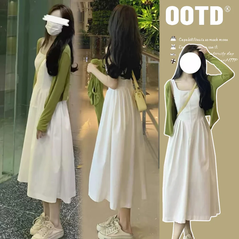 新中式孕妇连衣裙春夏季2024新款奶系穿搭夏天一整套法式吊带裙子