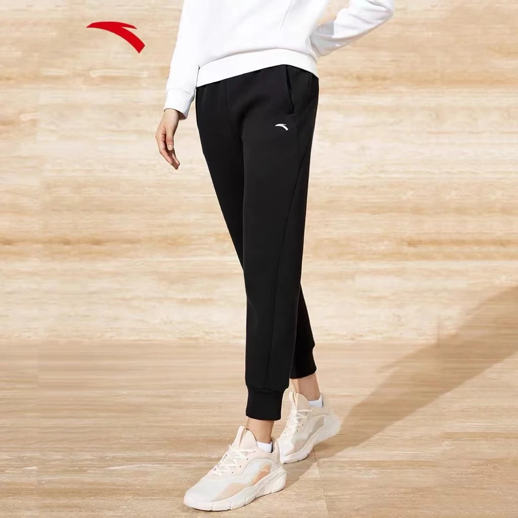 安踏丨春季新款易打理折扣运动加厚显瘦女针织九分裤162427330-LL