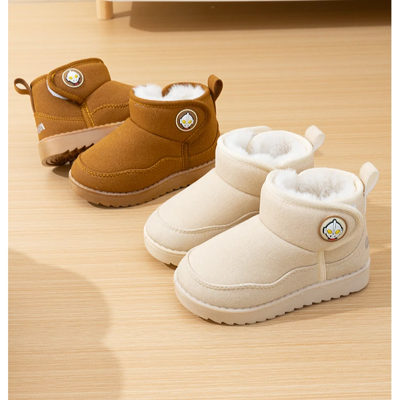 妙优童儿童侧标正版奥特曼雪地靴男童防水防滑加厚软底加绒棉鞋