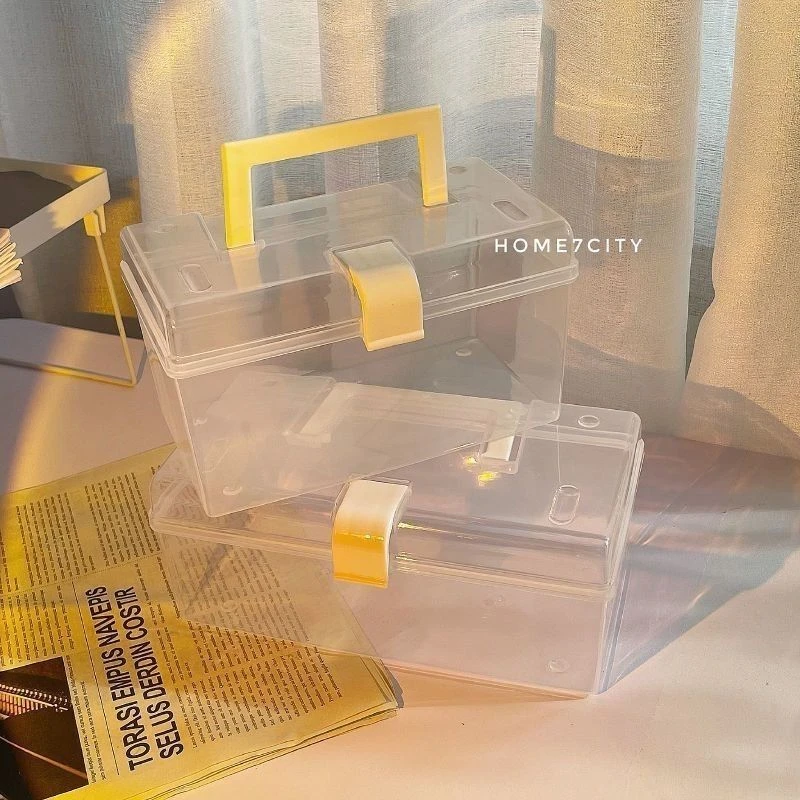 简约ins收纳盒透明药箱学生宿舍无印风防尘多功能药盒防水大容量