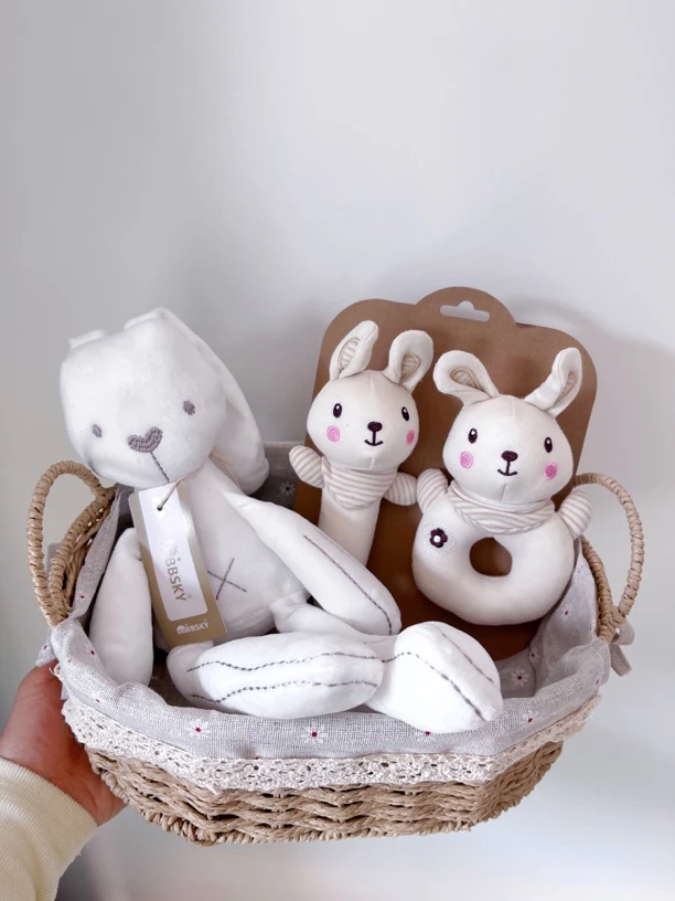 精品组合 安抚兔加双兔摇铃宝宝玩具