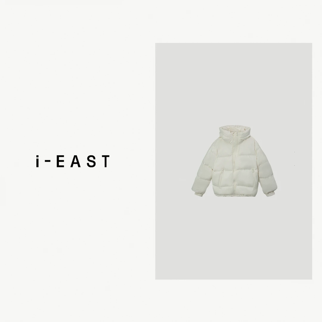 i-EAST 椰蓉奶香~拉链设计连帽羽绒服外套Y20028