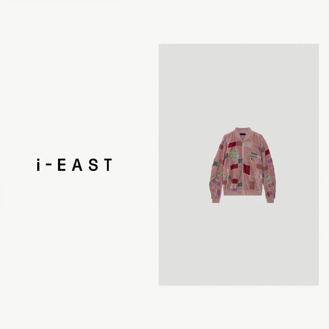 i-EAST 桃粉乌龙~拼接色趣味龙棉服开衫外套-4Q S24372