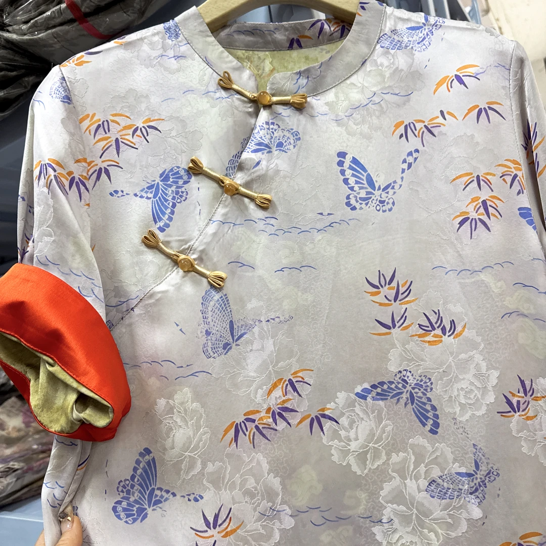 8156款新中式长款连衣裙【竹蝶】