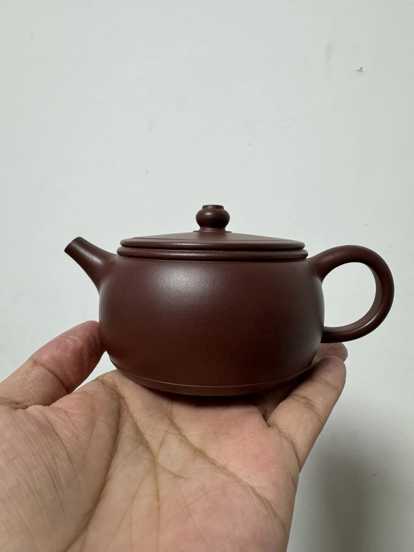 原矿龙血砂扁鼓紫砂壶220cc实用茶壶