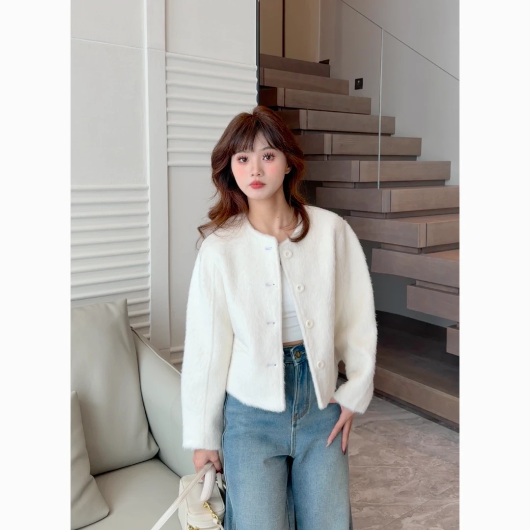 【栗子小个子改版】秋季新款气质温柔小香风毛呢短外套女ZR-W76345