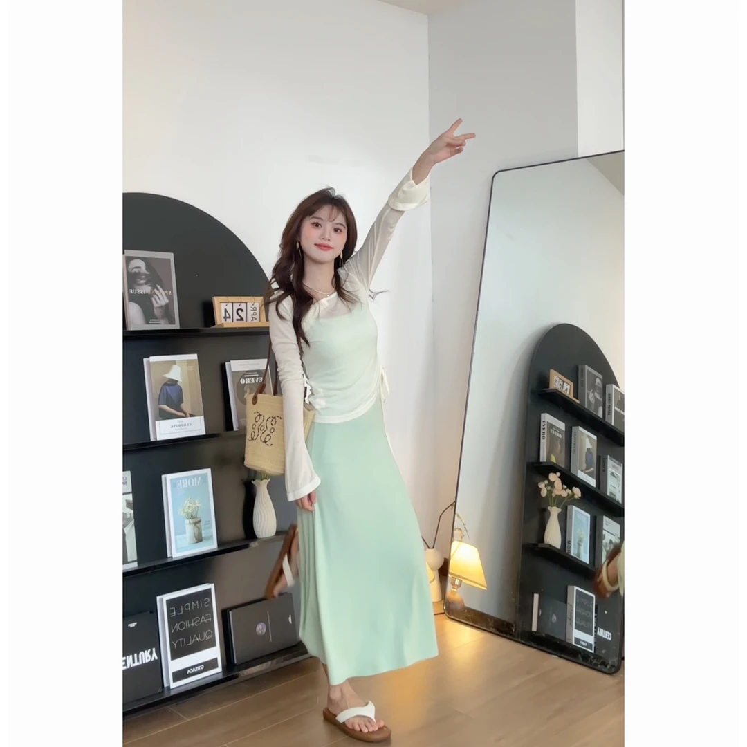 【樱桃小个子】夏季清凉新款法式A字纯色无袖吊带连衣裙女ZR-Q74461