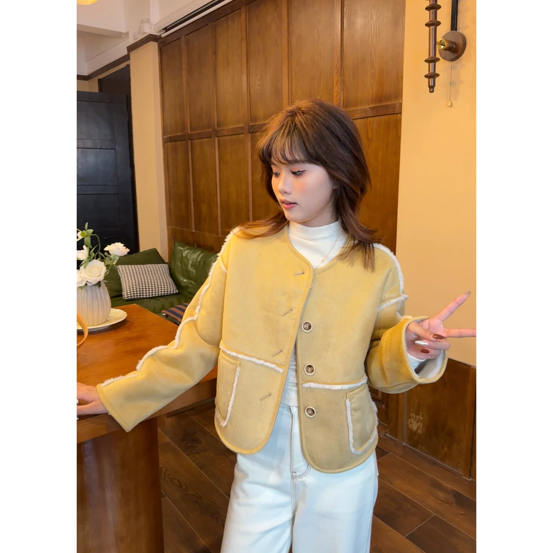 秋冬新款小个子改版韩版宽松设计感温柔显瘦百搭短外套ZR-W76418