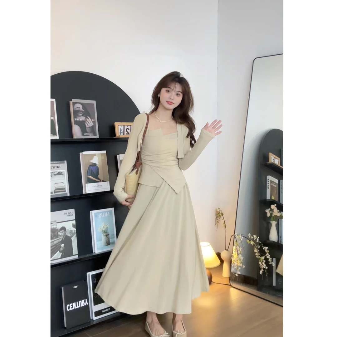 【樱桃小个子】夏季清凉休闲风设计感吊带+开衫+半身裙女ZR-T75536