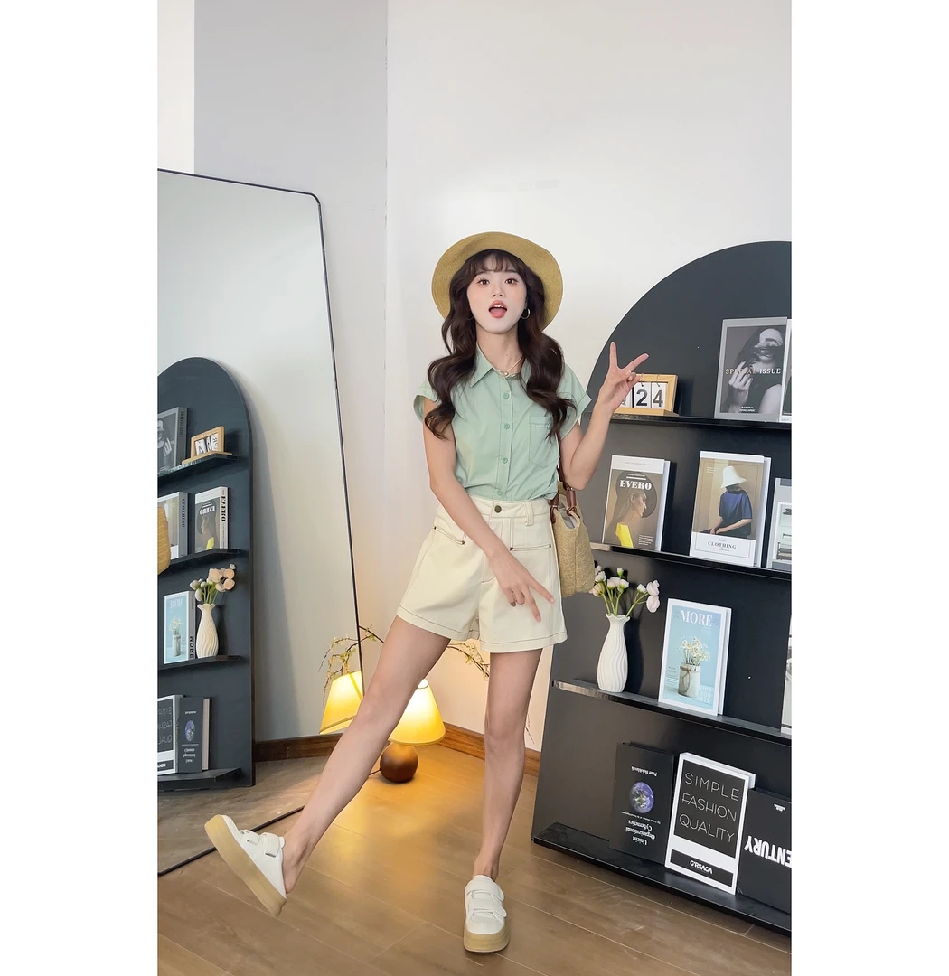 【樱桃小个子】夏季清凉休闲风显瘦A字百搭薄款宽松短裤女ZR-K75761