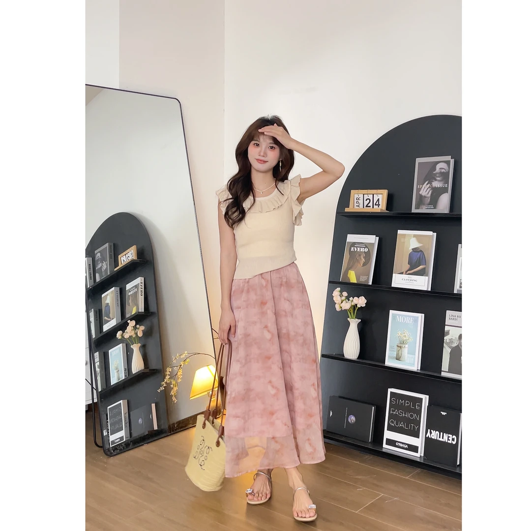 【樱桃小个子】夏季新款法式温柔风设计感气质高腰半身裙ZR-Q74479
