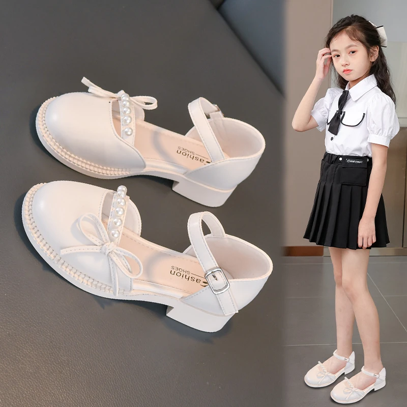 【品牌】女童凉鞋白色新款夏季儿童鞋公主鞋珍珠包头凉鞋软底中大童