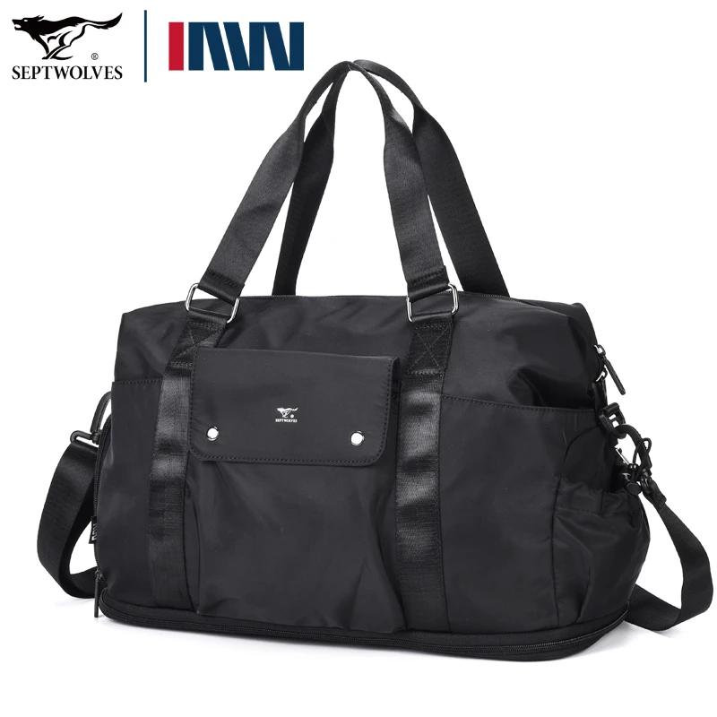 正品七匹狼男包男士包包旅行包健身包便携大容量户外背包旅行袋