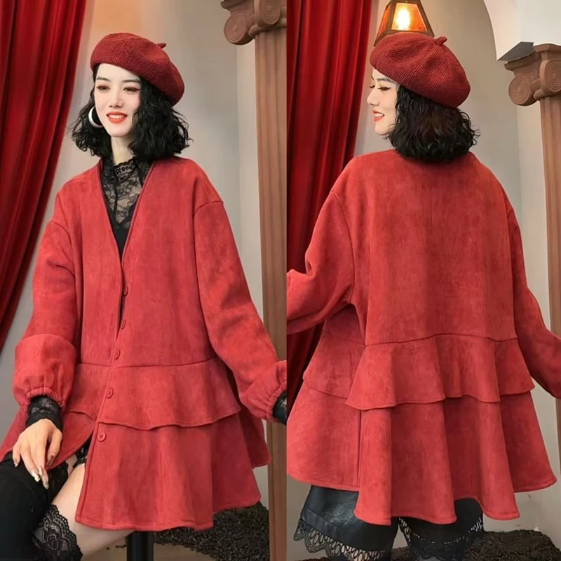 秋冬新款复古开衫外套女慵懒风设计宽松百搭小众休闲外套潮-8711