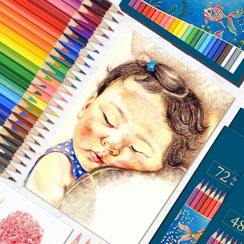 Senalier申内利尔六角彩铅48色72色油性颜色黑色耐用彩铅彩色铅笔