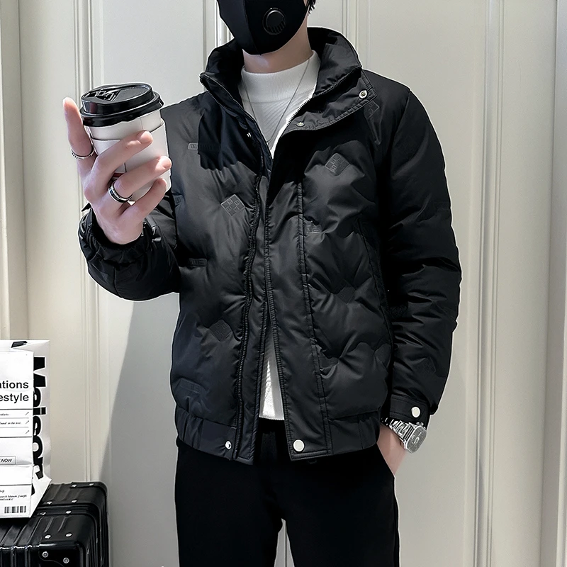 高级感压花立领棉衣男冬季2024新款潮牌爆款百搭休闲加厚男装棉服