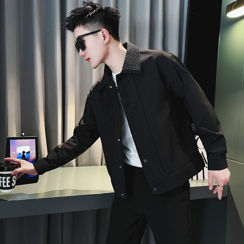 高端设计感麦穗拼接夹克男款春秋季2025新款潮牌爆款休闲百搭外套