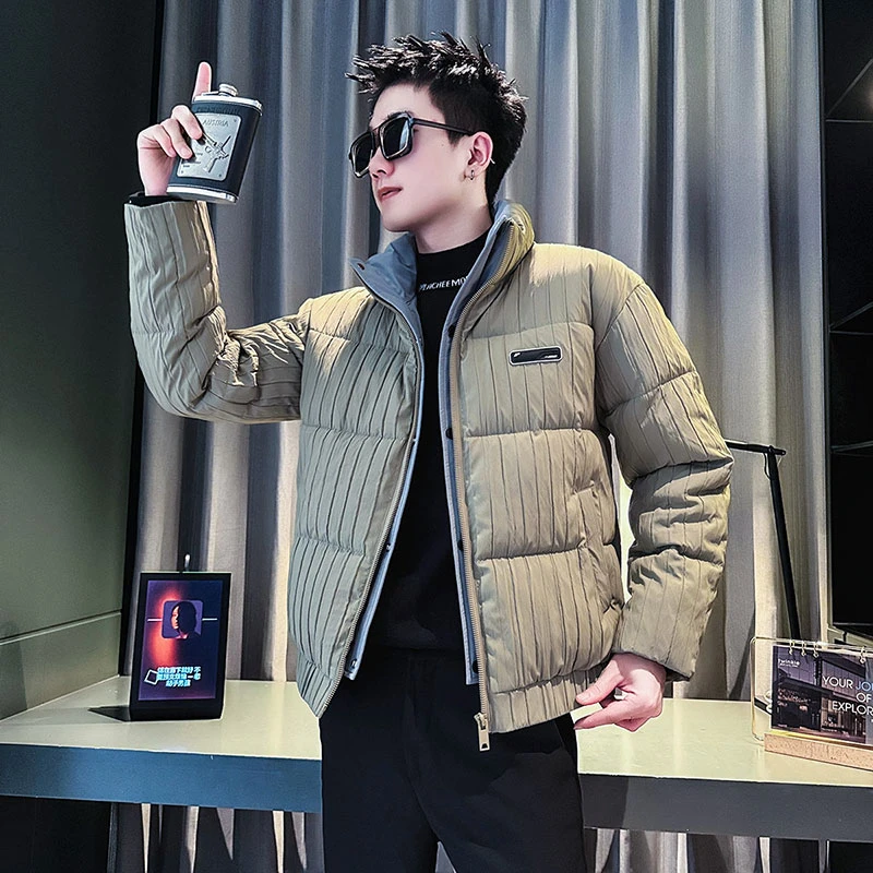 设计感拼接假两件棉衣男款冬季2024新款爆款冬装加厚立领棉服袄子