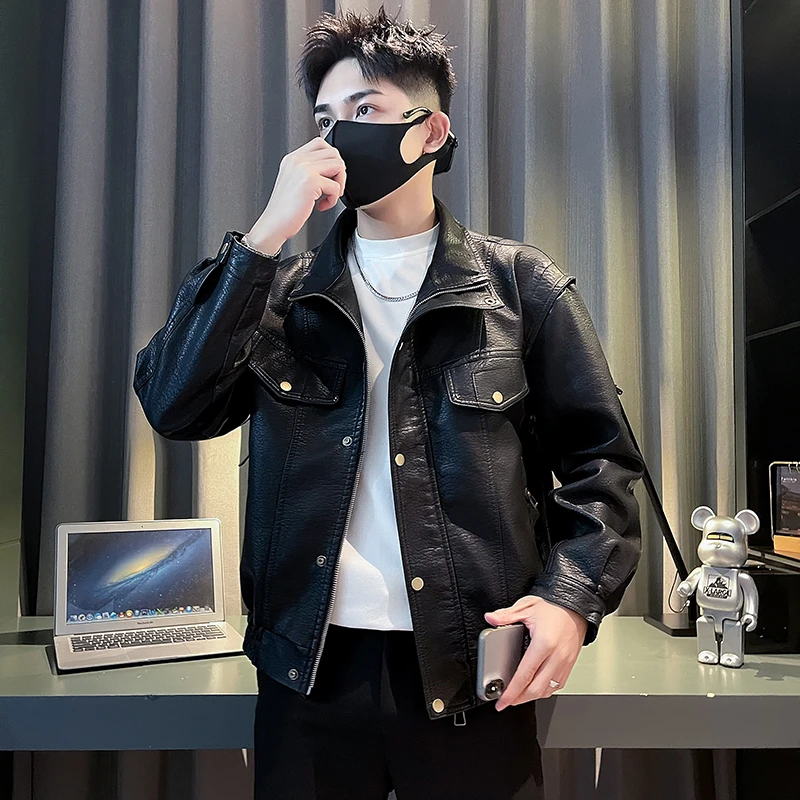 男士皮衣外套春秋季2024新款潮牌爆款机车服皮夹克男款高级感上衣