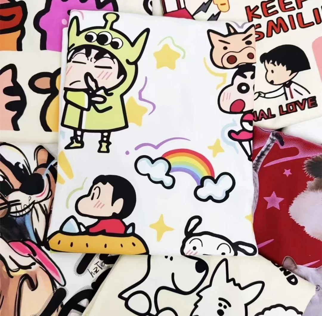 老狗十三【短袖+短袖】随机两件 宽松卡通印花短袖男女同款