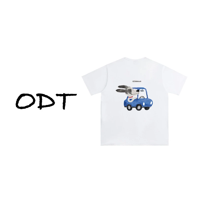 老狗十三【兜风小狗】纯棉短袖T恤 宽松卡通印花短袖男女同款
