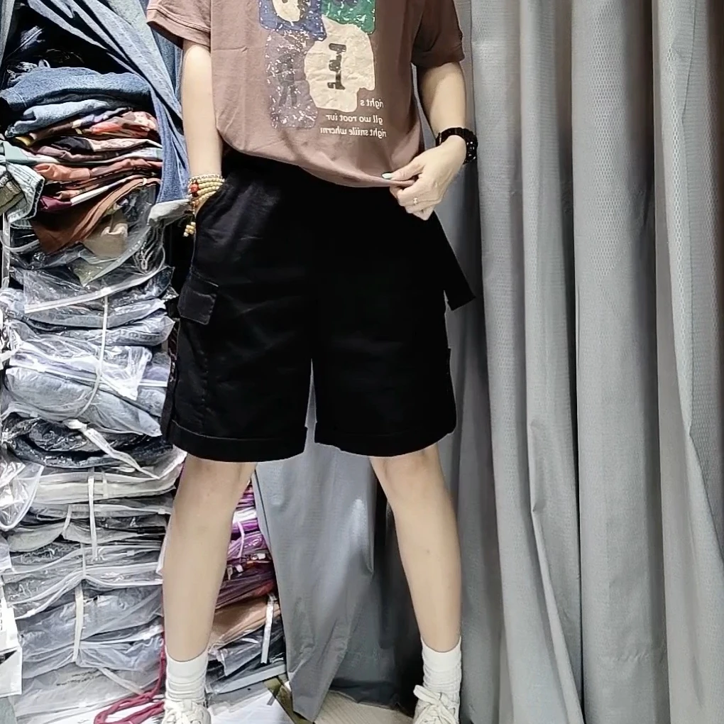 2023弹力休闲五分短裤大口袋休闲外贸时尚女装