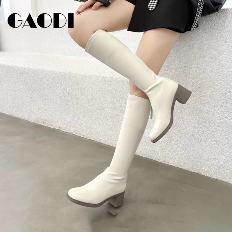 2024年秋冬新款高蒂单层中跟时尚简约百搭长筒靴24801-806