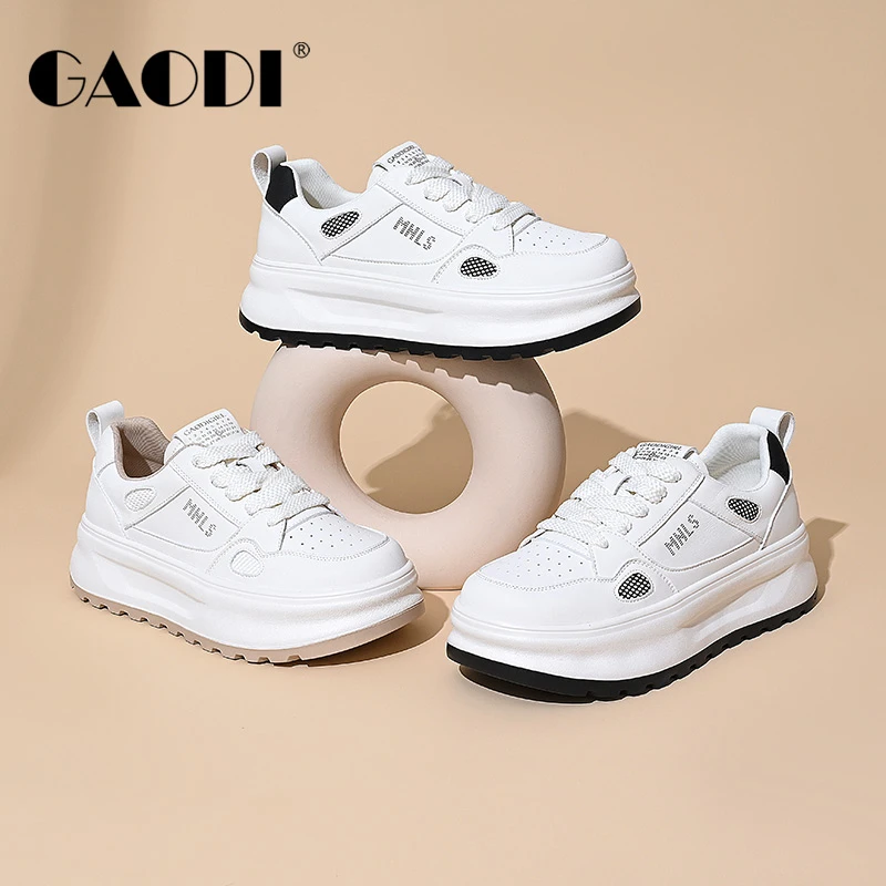 高蒂春季新款国潮时尚休闲鞋轻便透气白色板鞋女百搭潮流小白鞋女