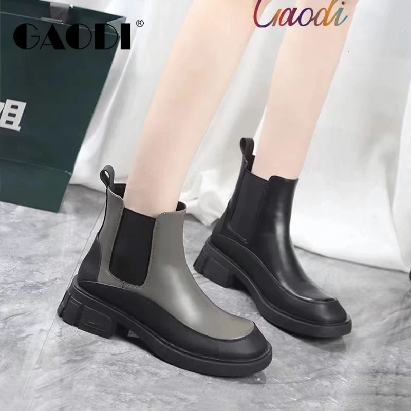 2024年秋冬新款高蒂牛皮革时尚简约哑光四寸靴35272-805