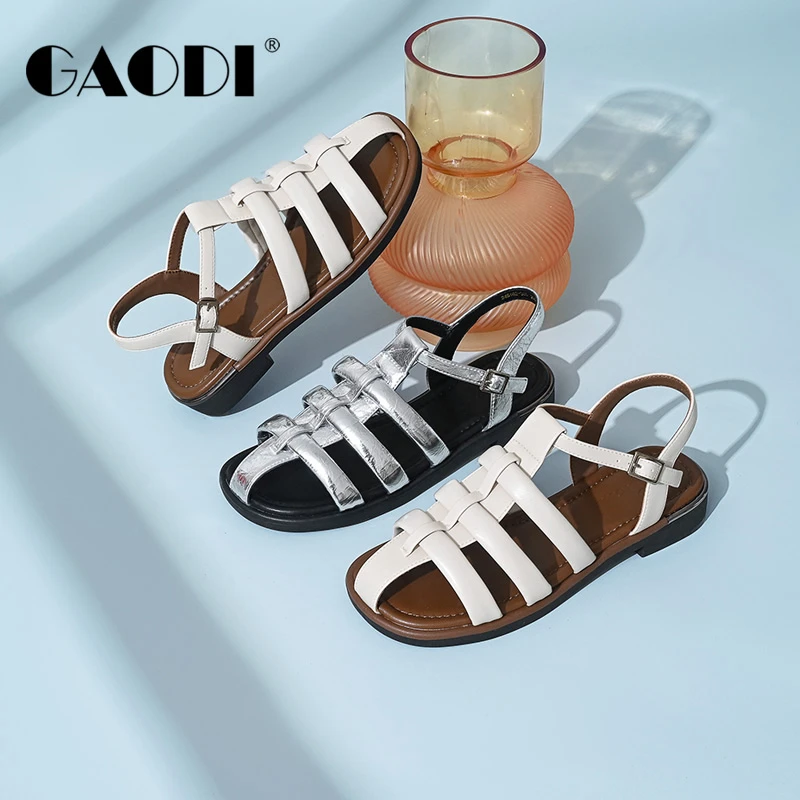 高蒂舒适休闲软底编织平底镂空罗马凉鞋245162-305