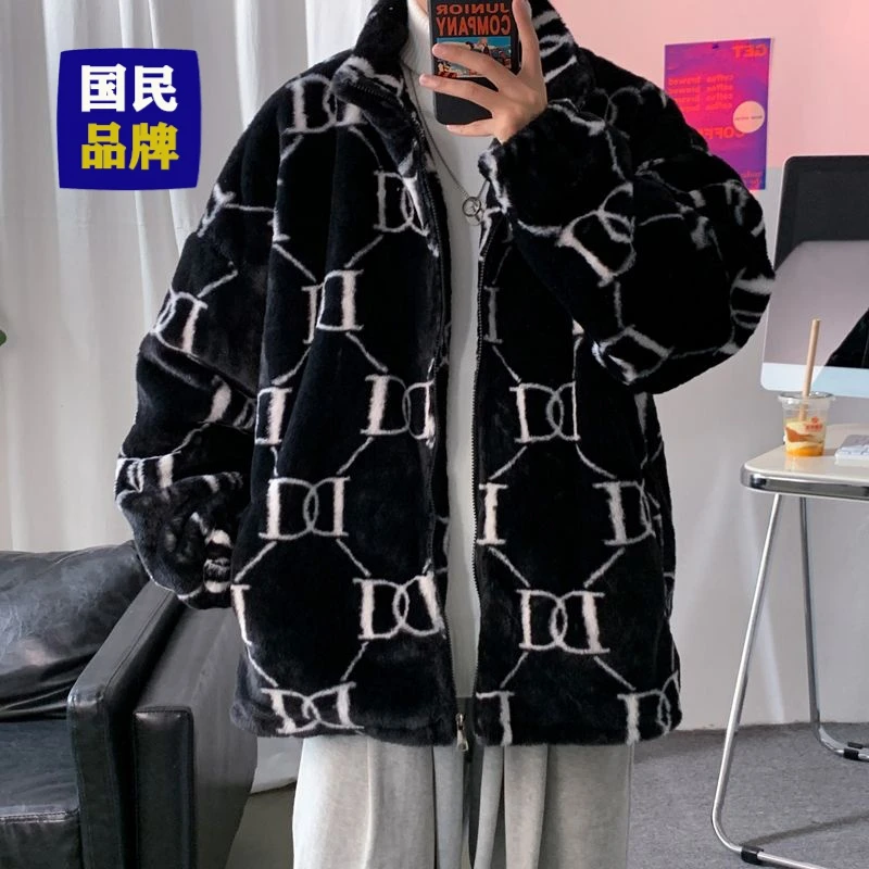 【小扬哥推荐】毛外套男秋冬季加厚保暖立领宽松上衣韩版情侣痞帅