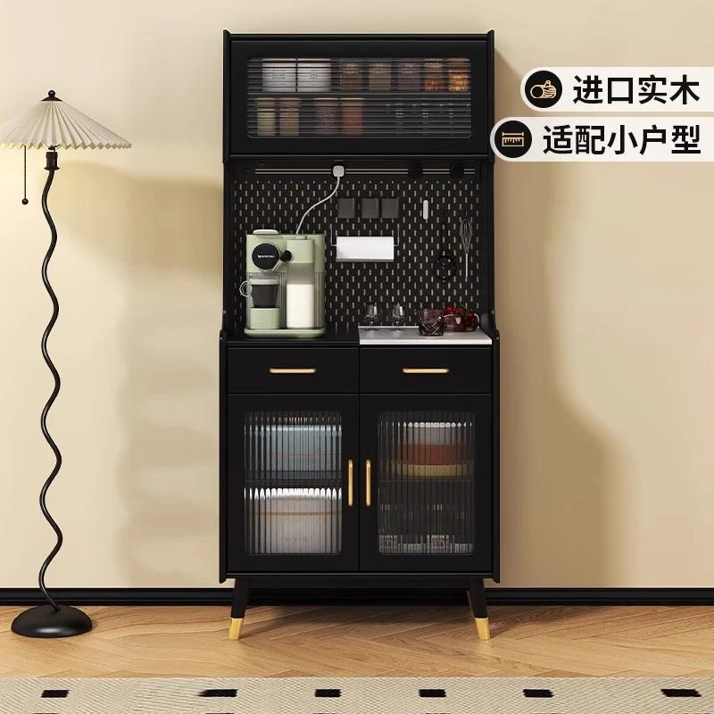 全实木餐边柜高柜一体靠墙现代简约多功能家用厨房置物架储物柜-2