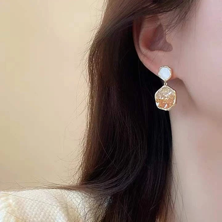 铜合金珐琅耳饰 耳环女高端耳环小众ins925银针百搭气质时尚69