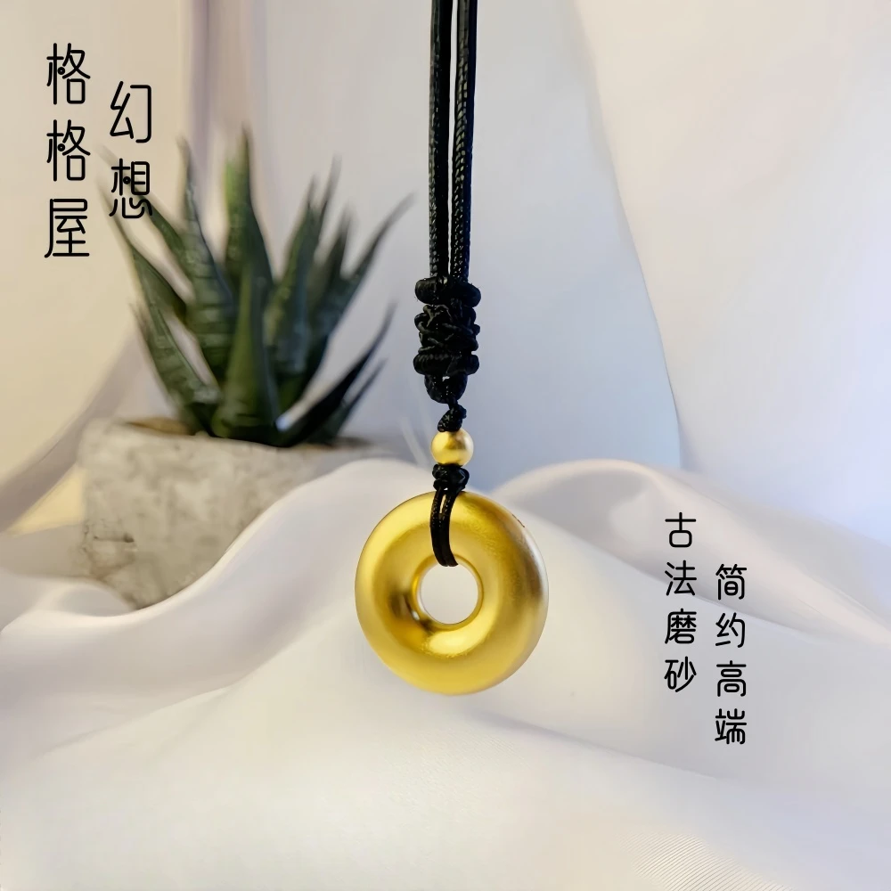 合金吊坠 古法磨砂素款平安扣吊坠实心简约挂坠情侣时尚气质百搭
