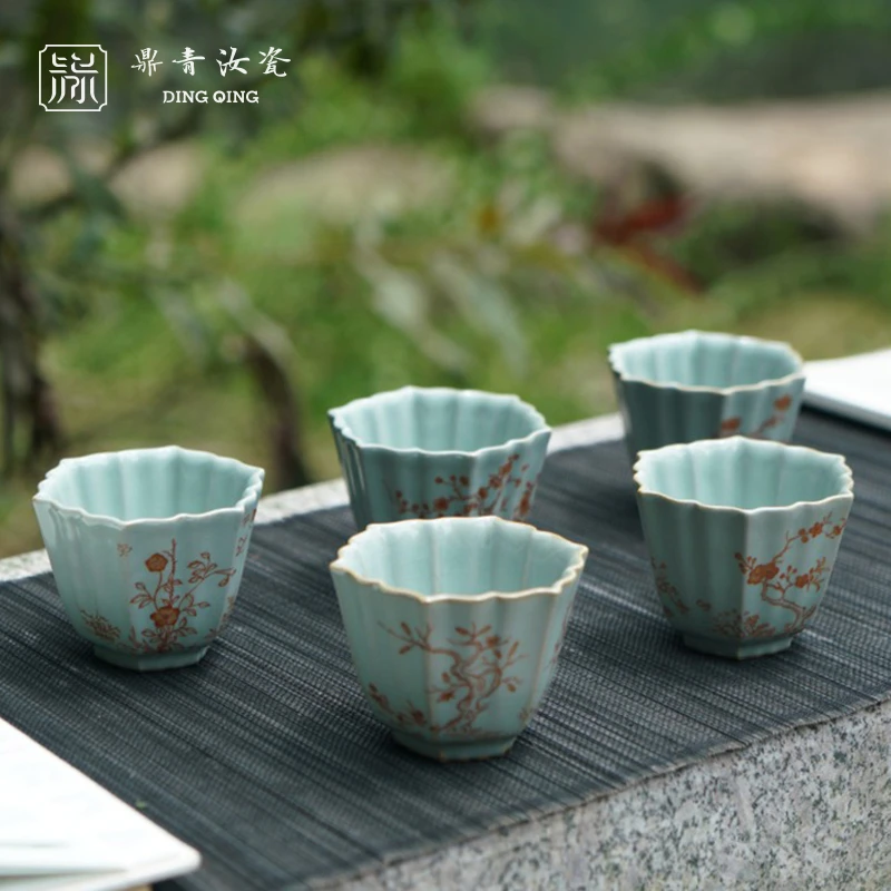 鼎青汝瓷绽蕊杯 (十二花神) 复古套组家用