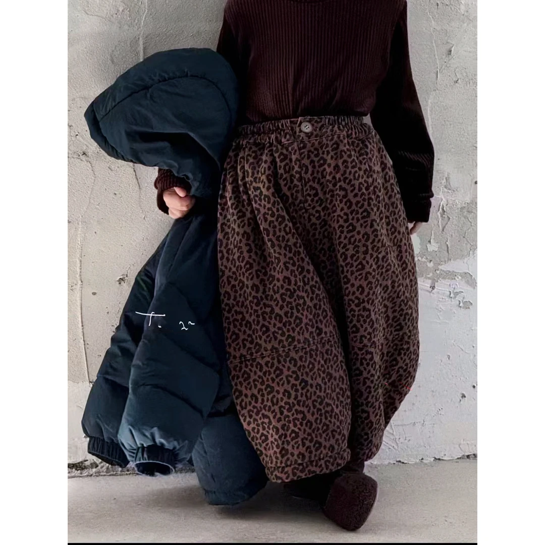 豹纹夹绒厚实冬季牛仔裤（适合胖宝）