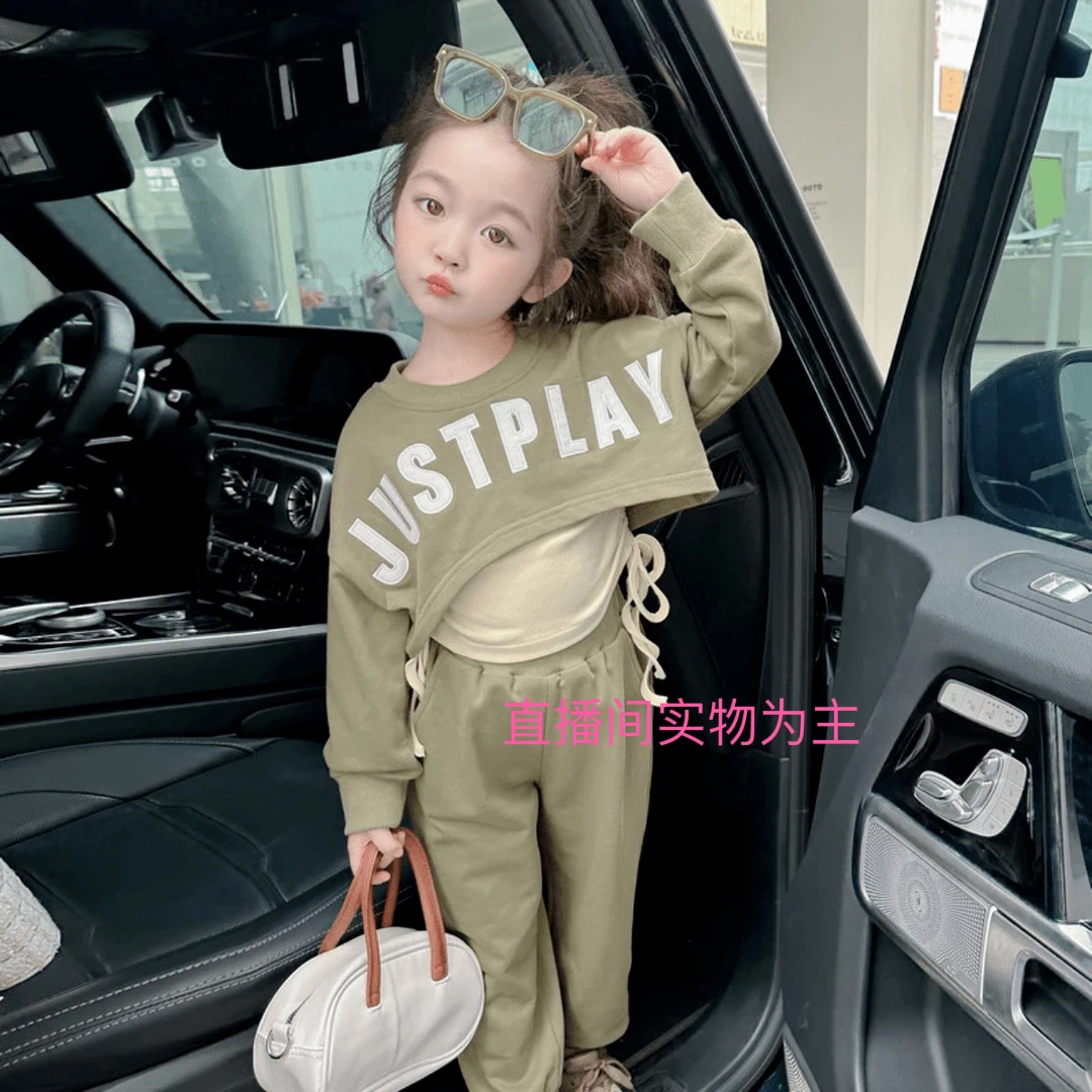 毛圈棉辣妹字母三件套