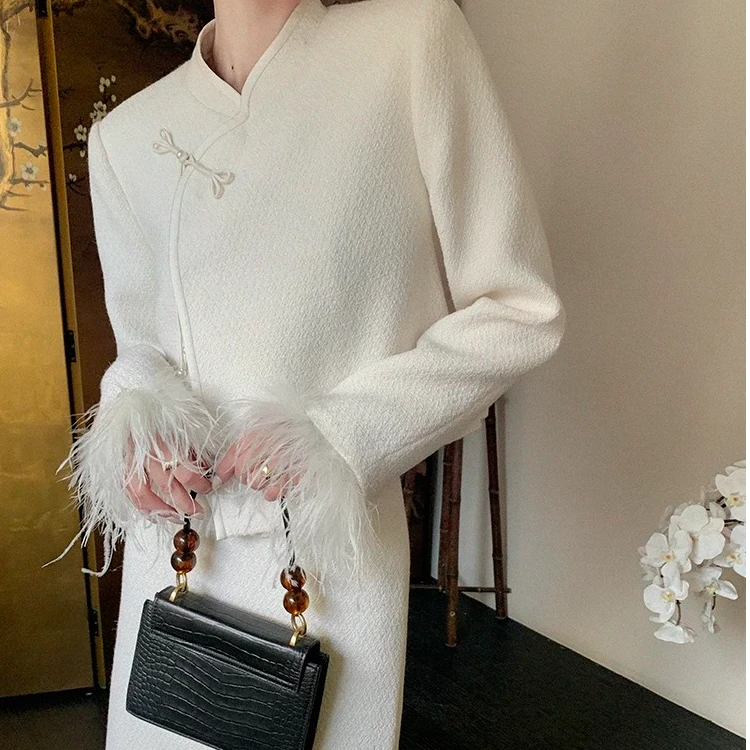 秋冬款香风针织裙小香风显瘦气质长袖时尚复古国风法式