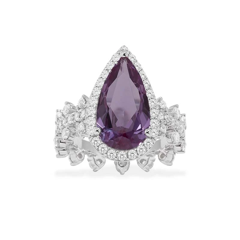 APM Monaco 925银合成锆石戒指 密镶紫色水滴戒指 A22314XCC