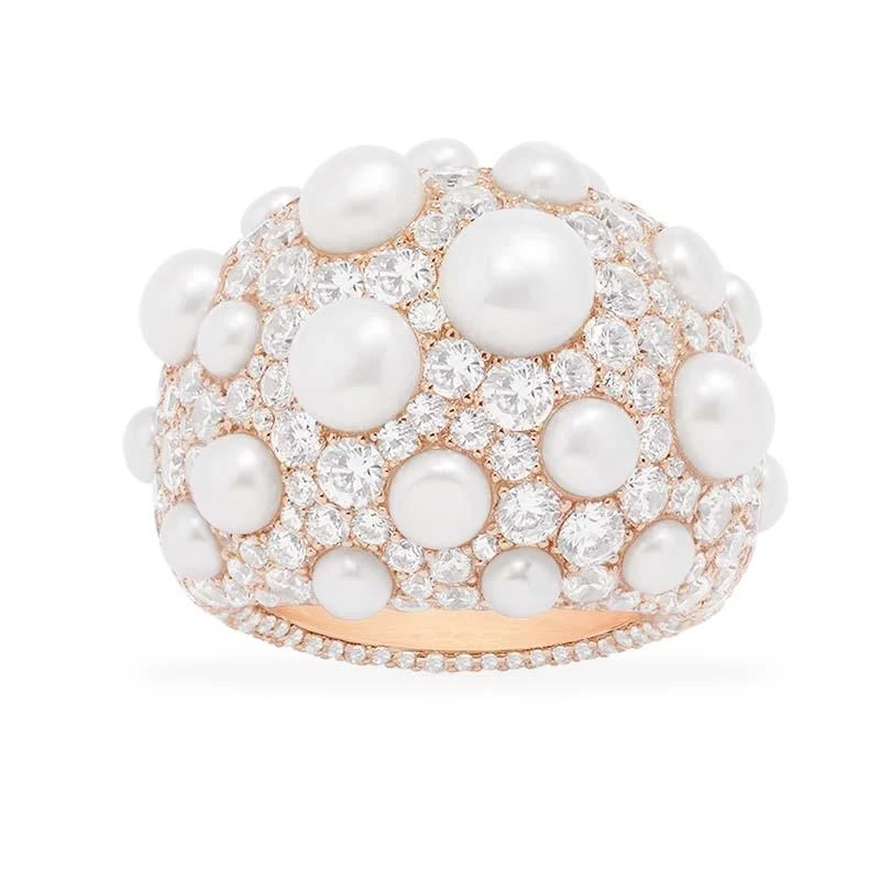 APM Monaco 925银合成锆石戒指 密镶加厚珍珠戒指 P22343XPL